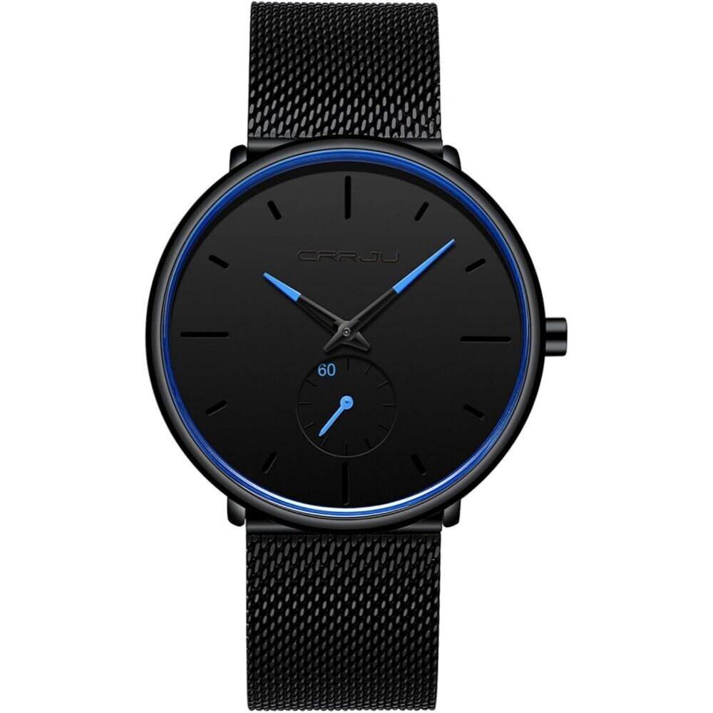 Men's Navy Blue Ultra-Thin Minimal Waterproof Stainless Steel Mesh Band Watch